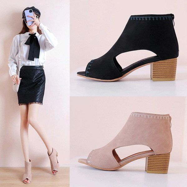 sandals women's single shoes fashion casual peep toe platform solid summer short ankle boots square heels female #40, Black
sandals women's single shoes fashion casual peep toe platform solid summer short ankle boots square heels female #40, Black