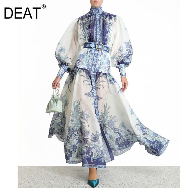 deat stand collar lantern sleeves single breasted high waist a-line bottoms printed organza long dress female wr36405l 210428, Black;gray
deat stand collar lantern sleeves single breasted high waist a-line bottoms printed organza long dress female wr36405l 210428, Black;gray