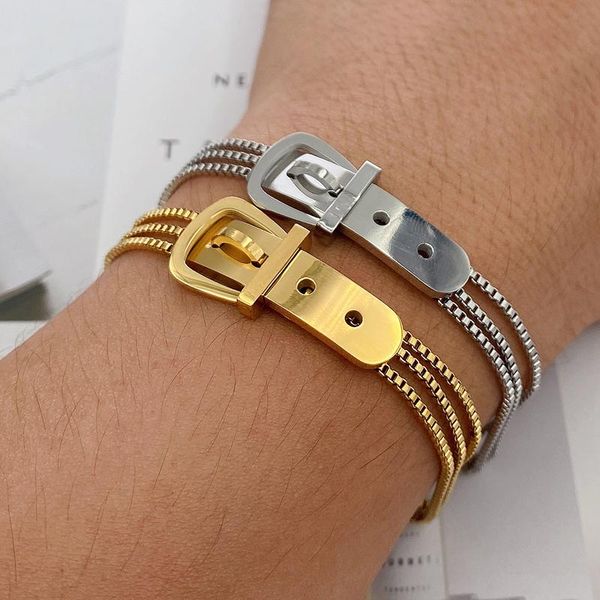 charm bracelets lanruisha simple stainless steel with box chain belt buckle women's bracelet classic fashion jewelry gift, Golden;silver
charm bracelets lanruisha simple stainless steel with box chain belt buckle women's bracelet classic fashion jewelry gift, Golden;silver