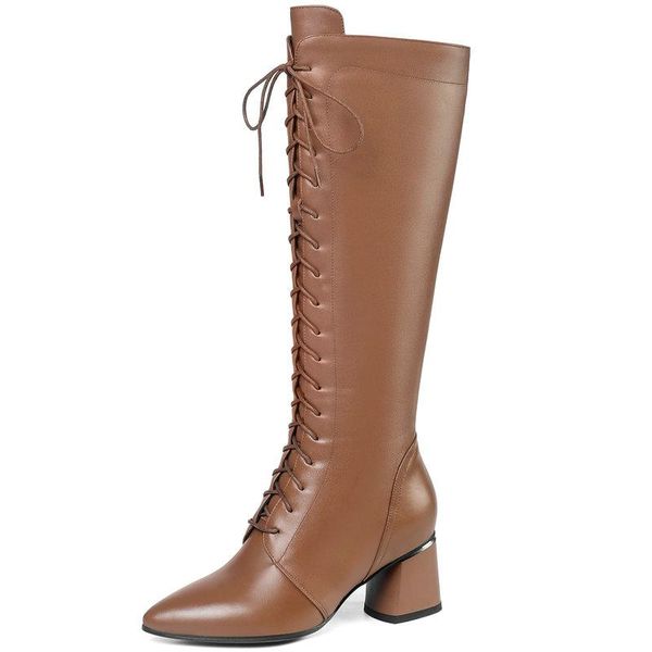 boots est high heels cow leather women knee zipper plus size female riding lace up dancing shoes woman, Black
boots est high heels cow leather women knee zipper plus size female riding lace up dancing shoes woman, Black