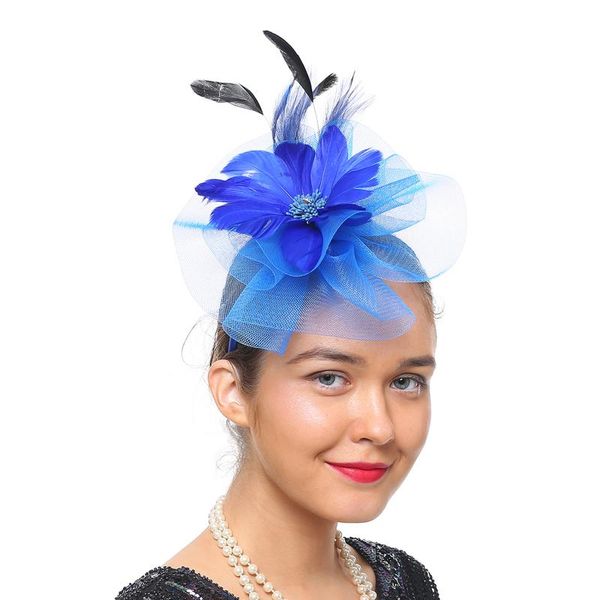 party hats 4-color women's headband hairpin flower feather headdress prom hair accessory 
party hats 4-color women's headband hairpin flower feather headdress prom hair accessory