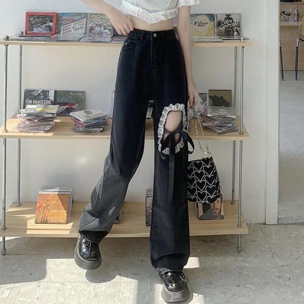 women's jeans black pierced women's clothing spring and autumn 2021 high waist thin wide leg pants design sense of niche, Blue
women's jeans black pierced women's clothing spring and autumn 2021 high waist thin wide leg pants design sense of niche, Blue