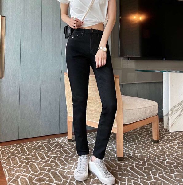 autumn love letter women's black with high waist and thin hips small feet, Blue