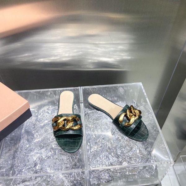 women shoes elegant flats slippers metal chain genuine leather slides designers design, Black
women shoes elegant flats slippers metal chain genuine leather slides designers design, Black