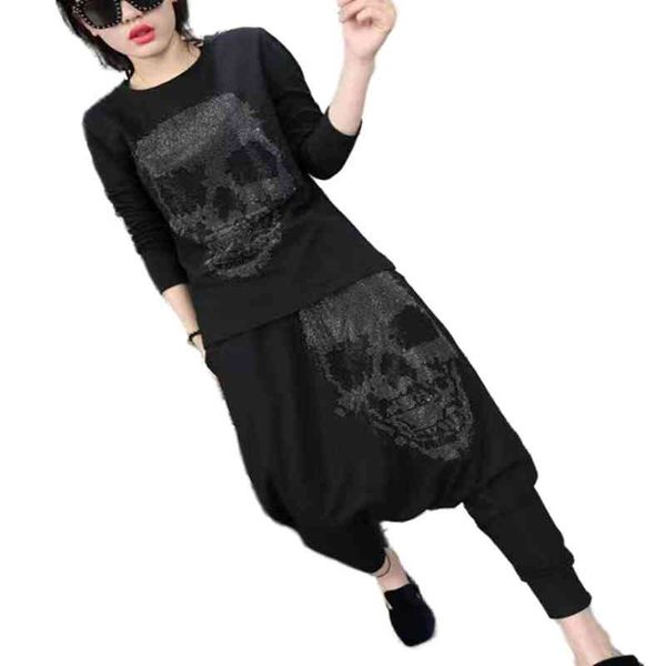 women's two piece pants vetement femme 2021 spring summer fashion print drilling t shirt and loose hanging pants hip hop 2 pieces, White
women's two piece pants vetement femme 2021 spring summer fashion print drilling t shirt and loose hanging pants hip hop 2 pieces, White