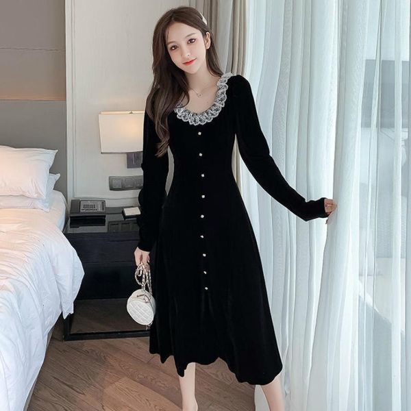 casual dresses dress womens long sleeve slim high waist autumn french ladies feminine lace patchwork single breasted mid-calf a-line vestido, Black;gray
casual dresses dress womens long sleeve slim high waist autumn french ladies feminine lace patchwork single breasted mid-calf a-line vestido, Black;gray