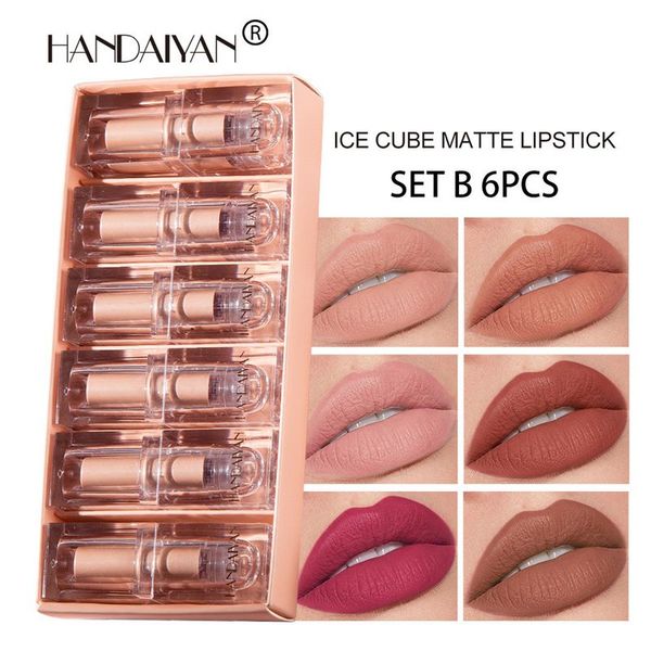 handaiyan new 12 colors matte lipstick nude and bean paste color waterproof lips cosmetics makeup 6pcs/set dhl wholesale
handaiyan new 12 colors matte lipstick nude and bean paste color waterproof lips cosmetics makeup 6pcs/set dhl wholesale