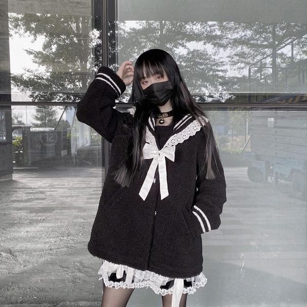women's trench coats harajuku lamb wool cute coat autumn winter women gothic black loose hooded japanese navy collar hair jk, Tan;black
women's trench coats harajuku lamb wool cute coat autumn winter women gothic black loose hooded japanese navy collar hair jk, Tan;black