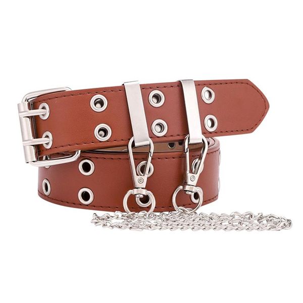 belts & women fashion double hole pin buckle waist belt for jeans metal punk chain luxury pu leather style decorative, Black;brown
belts & women fashion double hole pin buckle waist belt for jeans metal punk chain luxury pu leather style decorative, Black;brown