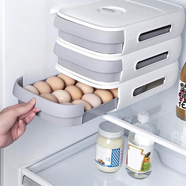 refrigerator organizer egg storage box drawer-type eggs dispenser container stacked tray case kitchen organization &
refrigerator organizer egg storage box drawer-type eggs dispenser container stacked tray case kitchen organization &