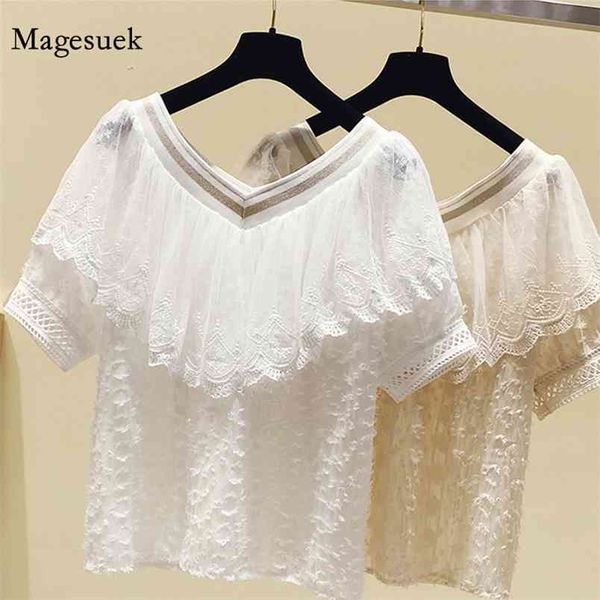 korean chic v-neck summer chiffon shirt short sleeve ruffles stitching lace blouse women solid tassel women's shirts 13497 210512, White
korean chic v-neck summer chiffon shirt short sleeve ruffles stitching lace blouse women solid tassel women's shirts 13497 210512, White