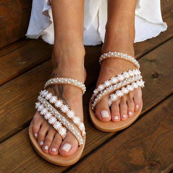 women's sandals 2021 ladies fashion casual roman pearl slip on flat shoes slippers summer beach woman, Black
women's sandals 2021 ladies fashion casual roman pearl slip on flat shoes slippers summer beach woman, Black