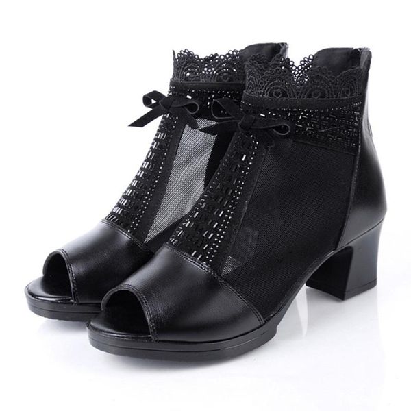 summer women mesh peep toe sandals soft genuine leather female dress party fish mouth black heels single shoes
summer women mesh peep toe sandals soft genuine leather female dress party fish mouth black heels single shoes