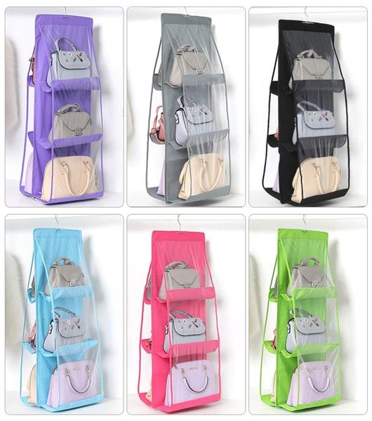 storage boxes & bins double sided hanging bag handbag organizer 6 pockets non-woven transparent hanger for wardrobe closet door wall
storage boxes & bins double sided hanging bag handbag organizer 6 pockets non-woven transparent hanger for wardrobe closet door wall