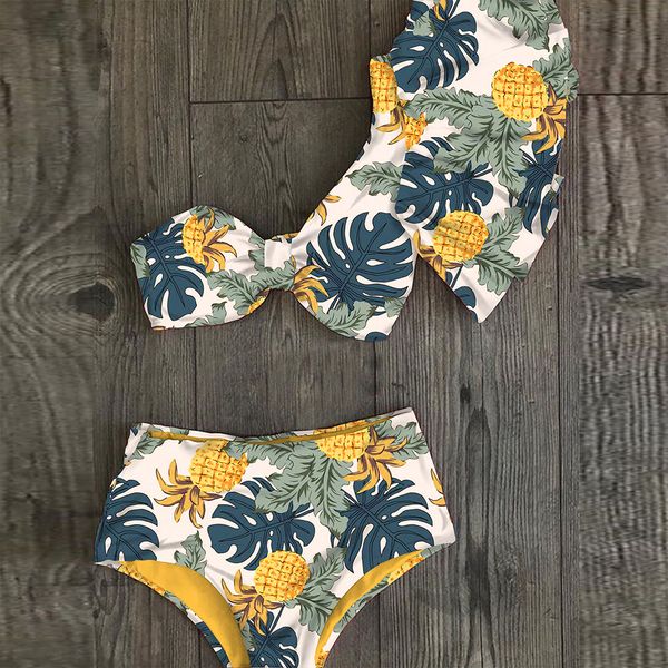 one shoulder bikini set 2021 ruffle swimwear women swimsuit high waist bathing suit beachwear red print biquini female, White;black
one shoulder bikini set 2021 ruffle swimwear women swimsuit high waist bathing suit beachwear red print biquini female, White;black