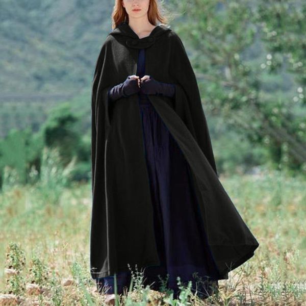 women's wool & blends winter hooded coat women gothic cape open front solid colid jacket cloak poncho plus size, Black
women's wool & blends winter hooded coat women gothic cape open front solid colid jacket cloak poncho plus size, Black
