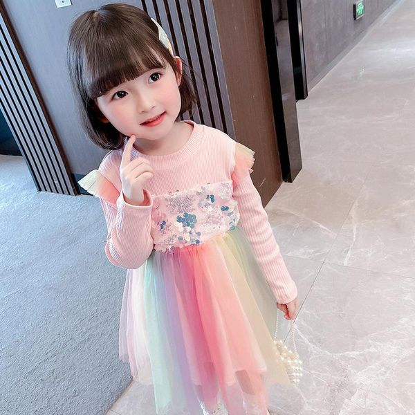 spring autumn girls dress round neck long sleeve sequins children rainbow color princess kids clothes girl's dresses, Red;yellow
spring autumn girls dress round neck long sleeve sequins children rainbow color princess kids clothes girl's dresses, Red;yellow