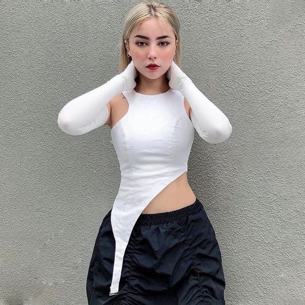 women's t-shirt seasons summer fashion casual solid slim removable sleeves women skinny elastic streetwear irregular tank asts83254, White
women's t-shirt seasons summer fashion casual solid slim removable sleeves women skinny elastic streetwear irregular tank asts83254, White