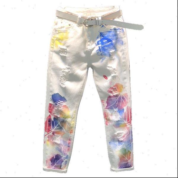 women white jeans denim pants graffiti print stretched autumn slim straight ladies high waist loose jean trousers, Blue
women white jeans denim pants graffiti print stretched autumn slim straight ladies high waist loose jean trousers, Blue