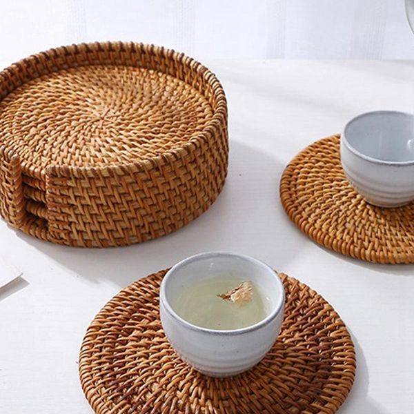 mats & pads 6pcs handcrafted woven rattan multi-use heat insulation anti scald round tea cup mat with holder leak
mats & pads 6pcs handcrafted woven rattan multi-use heat insulation anti scald round tea cup mat with holder leak