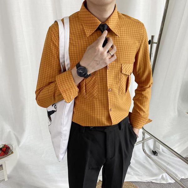 men's casual shirts 2021 long-sleeved shirt slim double pocket lattice hong kong style korean version of the trendy, White;black
men's casual shirts 2021 long-sleeved shirt slim double pocket lattice hong kong style korean version of the trendy, White;black