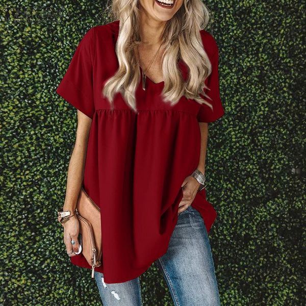 women's blouses & shirts women summer solid tunic v neck ruffle pullover 2021 fashion blouse oversize casual short sleeve a line blusa, White
women's blouses & shirts women summer solid tunic v neck ruffle pullover 2021 fashion blouse oversize casual short sleeve a line blusa, White