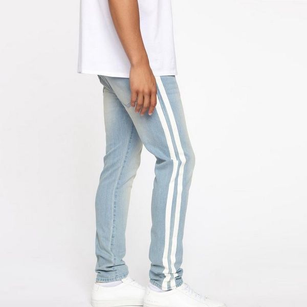 men's pants striped jeans for men slim fit classic 2021 male denim trousers casual skinny straight elasticity, Black
men's pants striped jeans for men slim fit classic 2021 male denim trousers casual skinny straight elasticity, Black