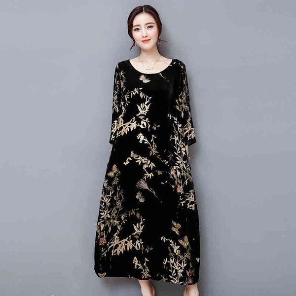 casual dresses autumn black velvet dress women long sleeve vintage floral print loose plus size maxi robe vestidos 4xl pldd, Black;gray
casual dresses autumn black velvet dress women long sleeve vintage floral print loose plus size maxi robe vestidos 4xl pldd, Black;gray