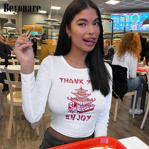 women's t-shirt beyouare o-neck print t shirt women 2021 autumn full sleeve slim fitted tee female casual streetwear fashion, White
women's t-shirt beyouare o-neck print t shirt women 2021 autumn full sleeve slim fitted tee female casual streetwear fashion, White