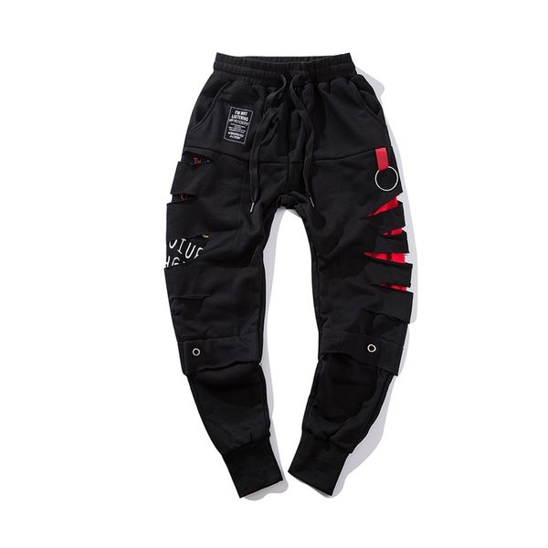 sweatpants men hip hop cotton hole ripped joggers 210715, Black
sweatpants men hip hop cotton hole ripped joggers 210715, Black