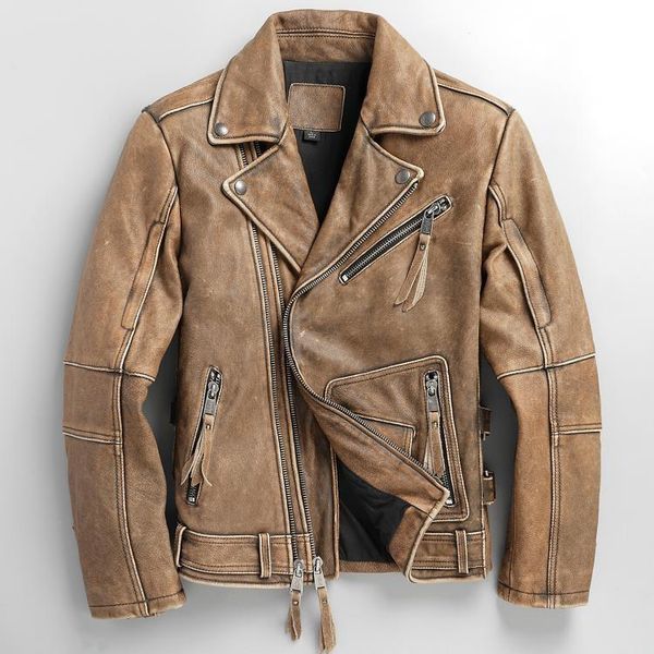 men's leather & faux autumn and winter first layer cowhide jacket lapel slim fit motorcycle coat korean version handsome, Black
men's leather & faux autumn and winter first layer cowhide jacket lapel slim fit motorcycle coat korean version handsome, Black