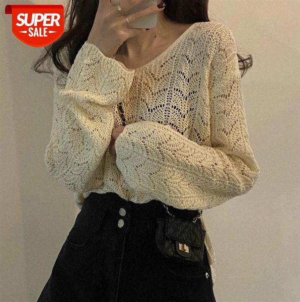 korean design sense hollow knit sweater women long sleeves outer wear thin bottoming shirt v-neck #en1v, Black
korean design sense hollow knit sweater women long sleeves outer wear thin bottoming shirt v-neck #en1v, Black