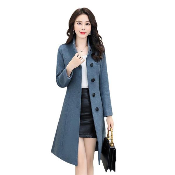 women's wool & blends autumn winter woolen coat with belt temperament ladies outer wear stand collar solid color mid-length coats femal, Black
women's wool & blends autumn winter woolen coat with belt temperament ladies outer wear stand collar solid color mid-length coats femal, Black
