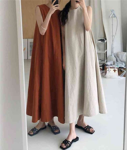 womens spring autumn dresses sleeveless oversize cotton and linen elegant vintage chic long dress, Black;gray
womens spring autumn dresses sleeveless oversize cotton and linen elegant vintage chic long dress, Black;gray