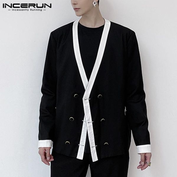 men's suits & blazers fashion men blazer patchwork long sleeve 2021 v neck single breasted elegant casual streetwear thin coats incerun, White;black
men's suits & blazers fashion men blazer patchwork long sleeve 2021 v neck single breasted elegant casual streetwear thin coats incerun, White;black