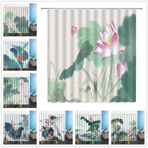 chinese style shower curtains summer lotus flowers bathroom decor waterproof bath curtain 3d printing polyester cloth with hooks
chinese style shower curtains summer lotus flowers bathroom decor waterproof bath curtain 3d printing polyester cloth with hooks