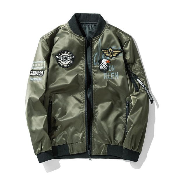 men's jackets man double sided wear embroidery baseball men fashion streetwear spring autumn military bomber jacket coats, Black;brown
men's jackets man double sided wear embroidery baseball men fashion streetwear spring autumn military bomber jacket coats, Black;brown