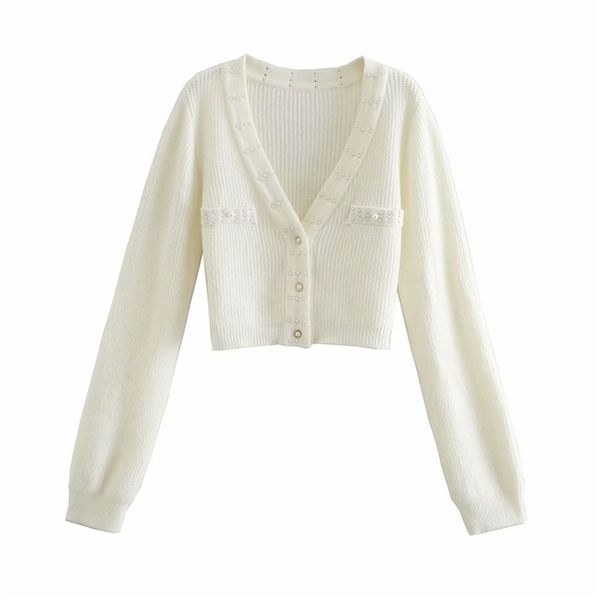 elegant women pearl sweater coats fashion ladies v-neck knitted sweet female chic solid short cardigans 210527, White
elegant women pearl sweater coats fashion ladies v-neck knitted sweet female chic solid short cardigans 210527, White
