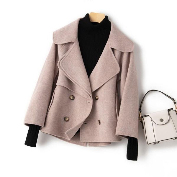 women's wool & blends short solid double sided 100% jacket women single breasted elegant overcoat winter coat casual clothes outerwear, Black
women's wool & blends short solid double sided 100% jacket women single breasted elegant overcoat winter coat casual clothes outerwear, Black