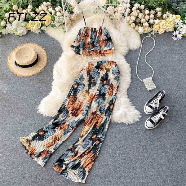 summer bohemian pleats two piece sets women spaghetti strap camisole and straight pants outfits ladies suits 210525, White
summer bohemian pleats two piece sets women spaghetti strap camisole and straight pants outfits ladies suits 210525, White