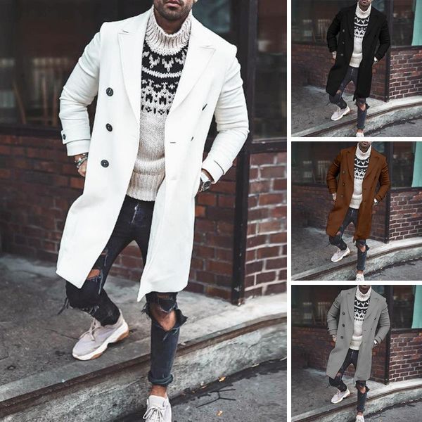 men's wool & blends 2021men's clothing solid color casual jacket long double-breasted woolen coat lapel fashion side seam pockets, Black
men's wool & blends 2021men's clothing solid color casual jacket long double-breasted woolen coat lapel fashion side seam pockets, Black