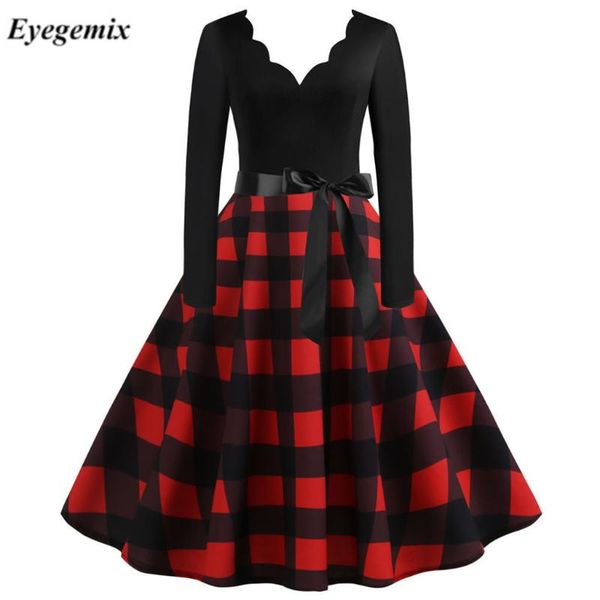 women plaid print winter dress black long sleeve vintage christmas party pin up rockabilly robe femme plus size s~3xl casual dresses, Black;gray
women plaid print winter dress black long sleeve vintage christmas party pin up rockabilly robe femme plus size s~3xl casual dresses, Black;gray