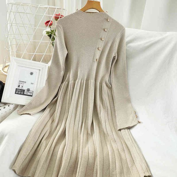 vintage black/khaki knitted mini dress autumn winter casual stand collar long sleeve vestidos elegant pleated dresses 210426, Black;gray
vintage black/khaki knitted mini dress autumn winter casual stand collar long sleeve vestidos elegant pleated dresses 210426, Black;gray