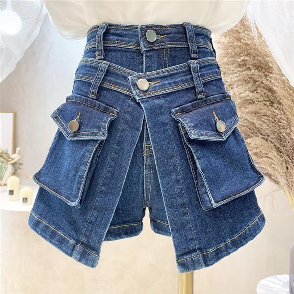women's jeans clothing summer 2021 design sense fake two pieces denim shorts loose a-line pantskirt, Blue
women's jeans clothing summer 2021 design sense fake two pieces denim shorts loose a-line pantskirt, Blue