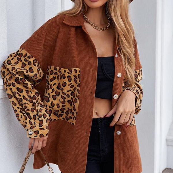 women's jackets autumn women leopard patchwork jacket print turn-down neck long sleeve single-breasted coat casual loose shirt outwear, Black;brown
women's jackets autumn women leopard patchwork jacket print turn-down neck long sleeve single-breasted coat casual loose shirt outwear, Black;brown