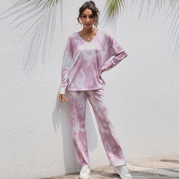 women's tracksuits women two pieces sets 2021 casual die dye printed v-neck home suit loose comfortable pullovers and long pants for sp, Gray
women's tracksuits women two pieces sets 2021 casual die dye printed v-neck home suit loose comfortable pullovers and long pants for sp, Gray