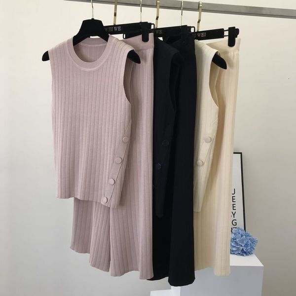 women's two piece pants -camiseta sin mangas de punto con botn en el lateral para mujer, pantalones pierna ancha, conjuntos media, White
women's two piece pants -camiseta sin mangas de punto con botn en el lateral para mujer, pantalones pierna ancha, conjuntos media, White