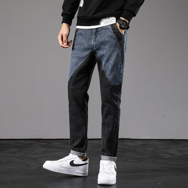 men's jeans fashion streetwear men spliced designer elastic slim fit patchwork denim trousers korean style hip hop pa, Blue
men's jeans fashion streetwear men spliced designer elastic slim fit patchwork denim trousers korean style hip hop pa, Blue