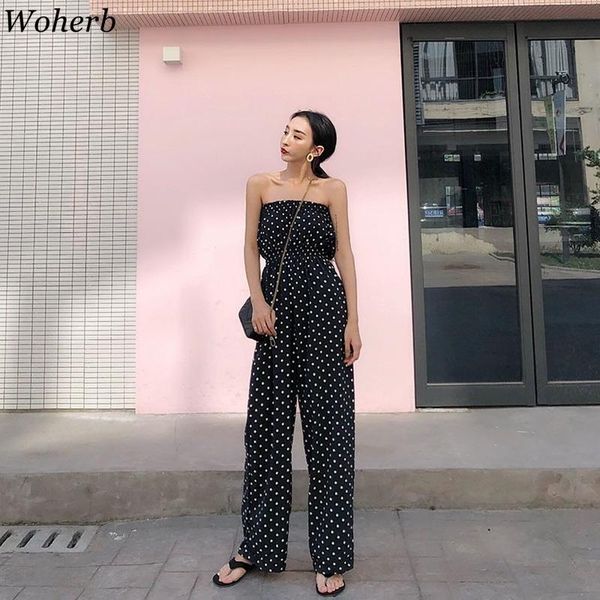 women's jumpsuits & rompers woherb korean chic wrap wide leg jumpsuit women polka dot sleeveless high waist 2021 spring summer, Black;white
women's jumpsuits & rompers woherb korean chic wrap wide leg jumpsuit women polka dot sleeveless high waist 2021 spring summer, Black;white