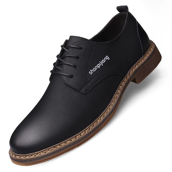 men leather casual shoes flat fashion business lace up autumn spring low male non-slip breathable comfortable, Black
men leather casual shoes flat fashion business lace up autumn spring low male non-slip breathable comfortable, Black